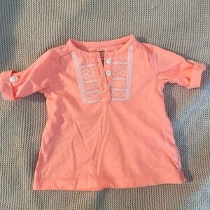 Peach Kids Shirt with Embroidered Detail